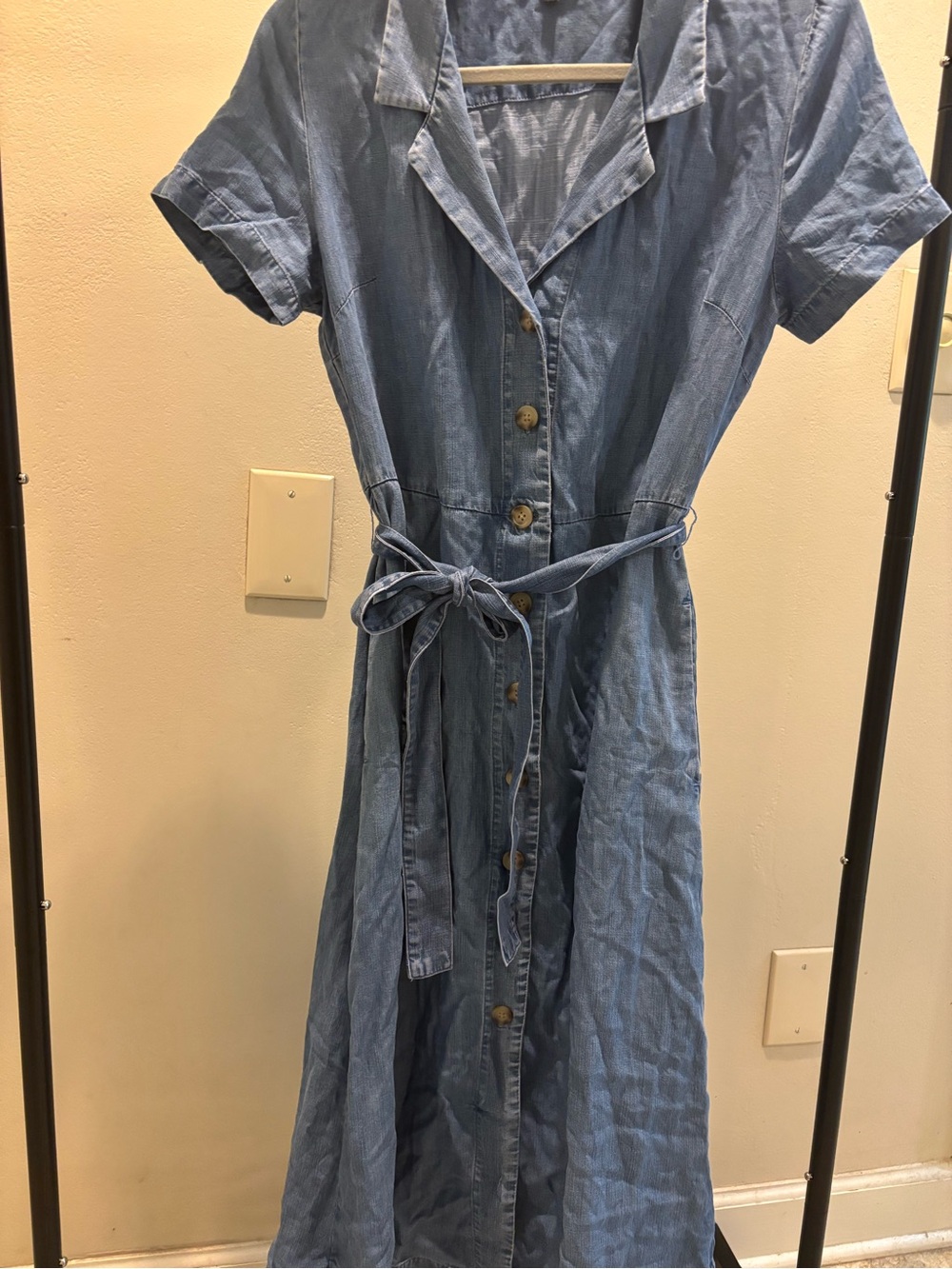Quince Button-Front Midi Dress